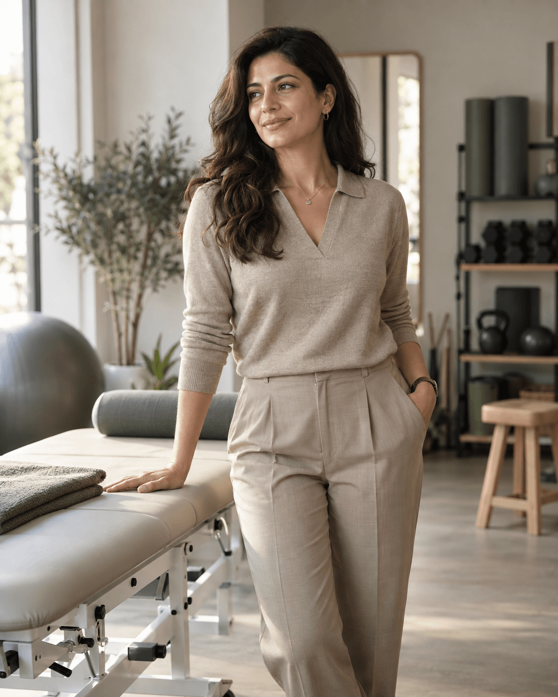 Modern bir fizyoterapi kliniğinde fizyoterapist portresi